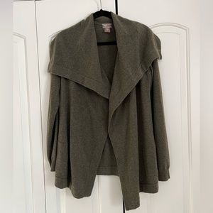 Oats Cashmere Open Front Cardigan Olive Green Size S